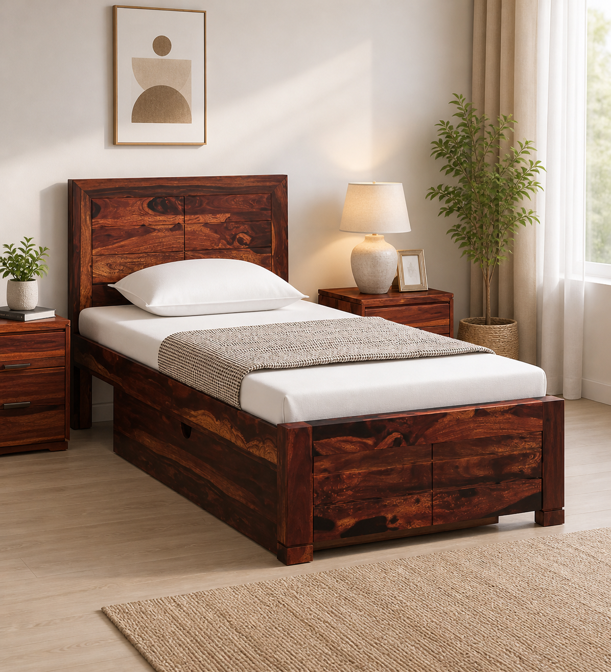 Yalvora-Premium-Wooden-Single-Bed-in-Natural-Grain-Texture-classic-wood-15.webp Orenova Minimal Wooden Single Bed Frame with Durable Structure in Natural Finish - Image 1