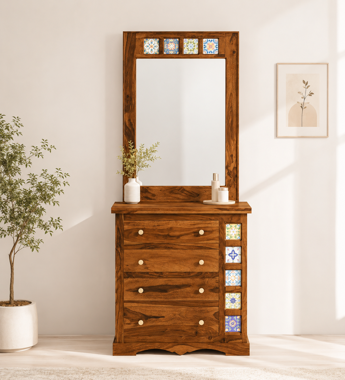 Vinster Contemporary Dressing Unit in Walnut Finish