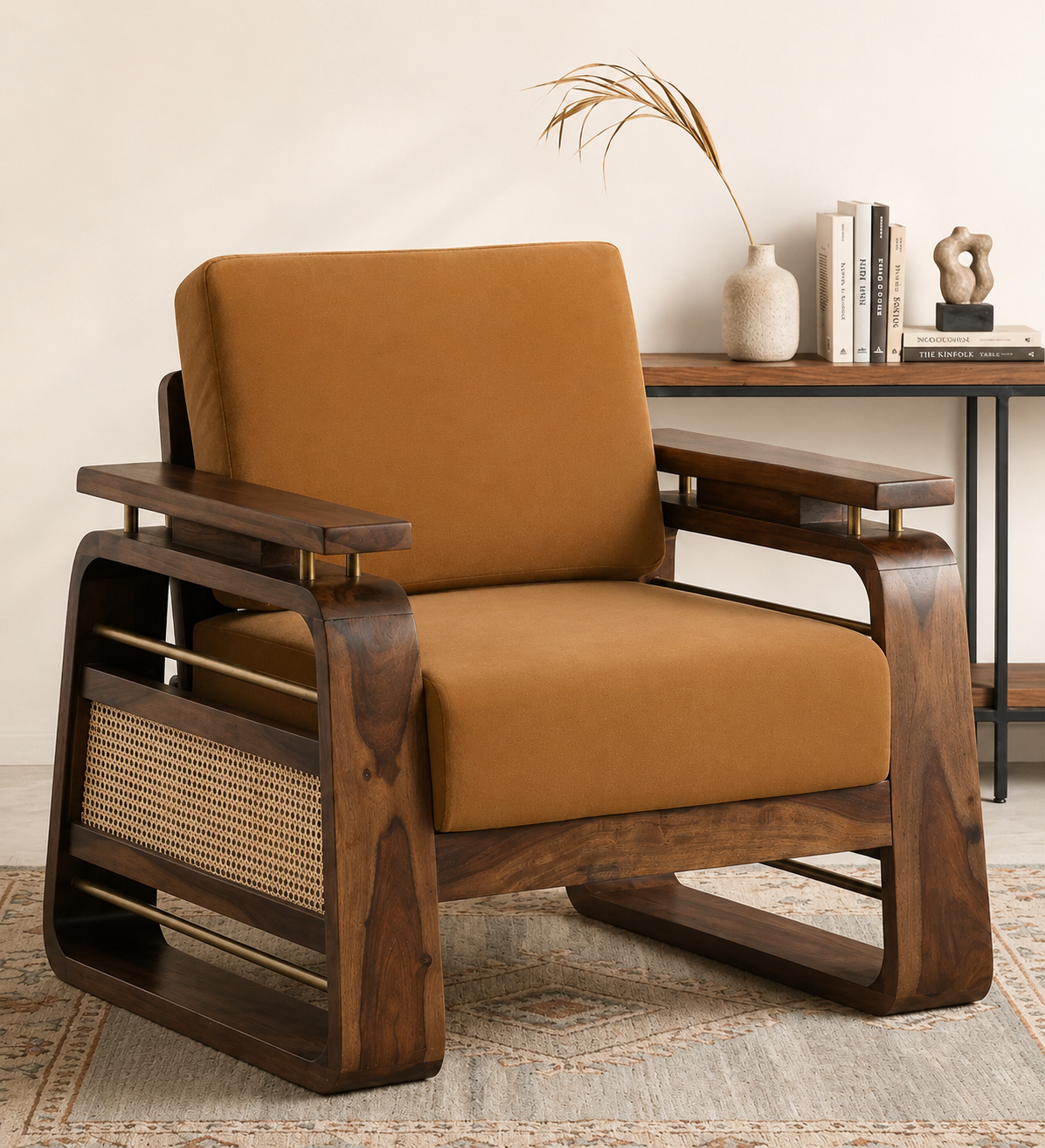 Monk-Solid-Sheesham-Wood-Luxury-Single-Seater-Sofa-in-Walnut-Finish-classic-wood-1.png Monk Solid Sheesham Wood Luxury Single Seater Sofa in Walnut Finish - Image 1