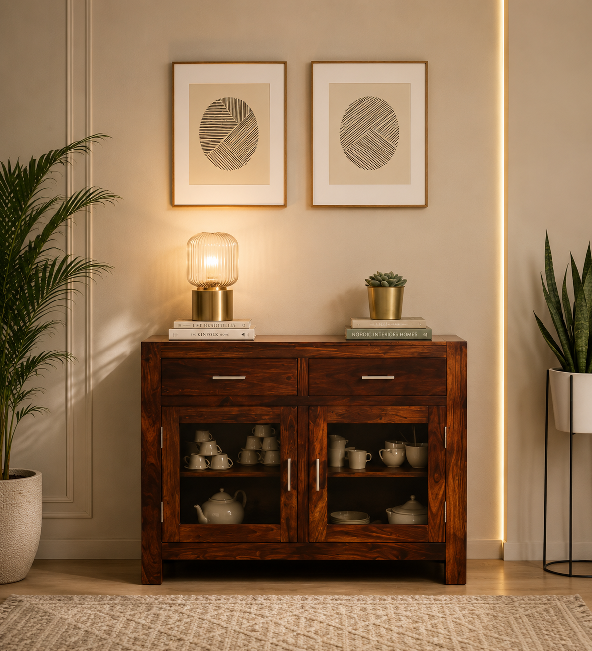 Large-Wooden-Crockery-Cabinet-with-Drawers-classicwood-1.png Large Wooden Crockery Cabinet with Drawers - Image 1