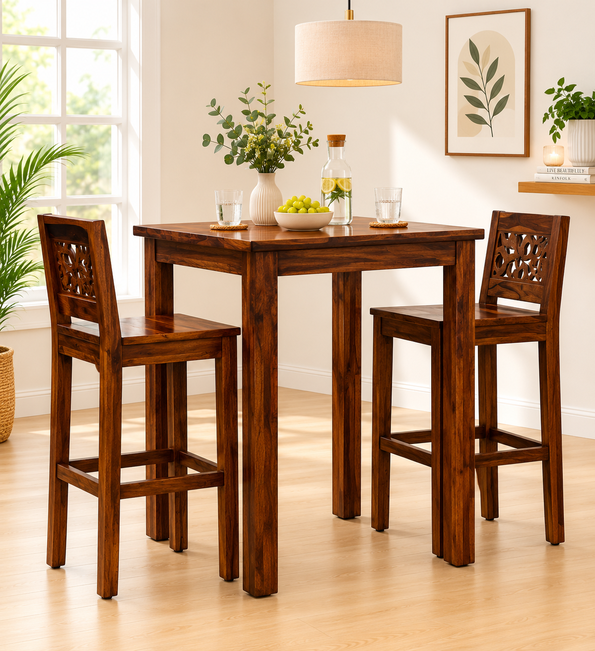 Elmwood-Sheesham-Wood-Bar-Table-Set-in-Provincial-Teak-Finish-With-Set-of-2-classic-wood-1.png Elmwood Sheesham Wood Bar Table Set in Provincial Teak Finish With (Set of 2) - Image 1