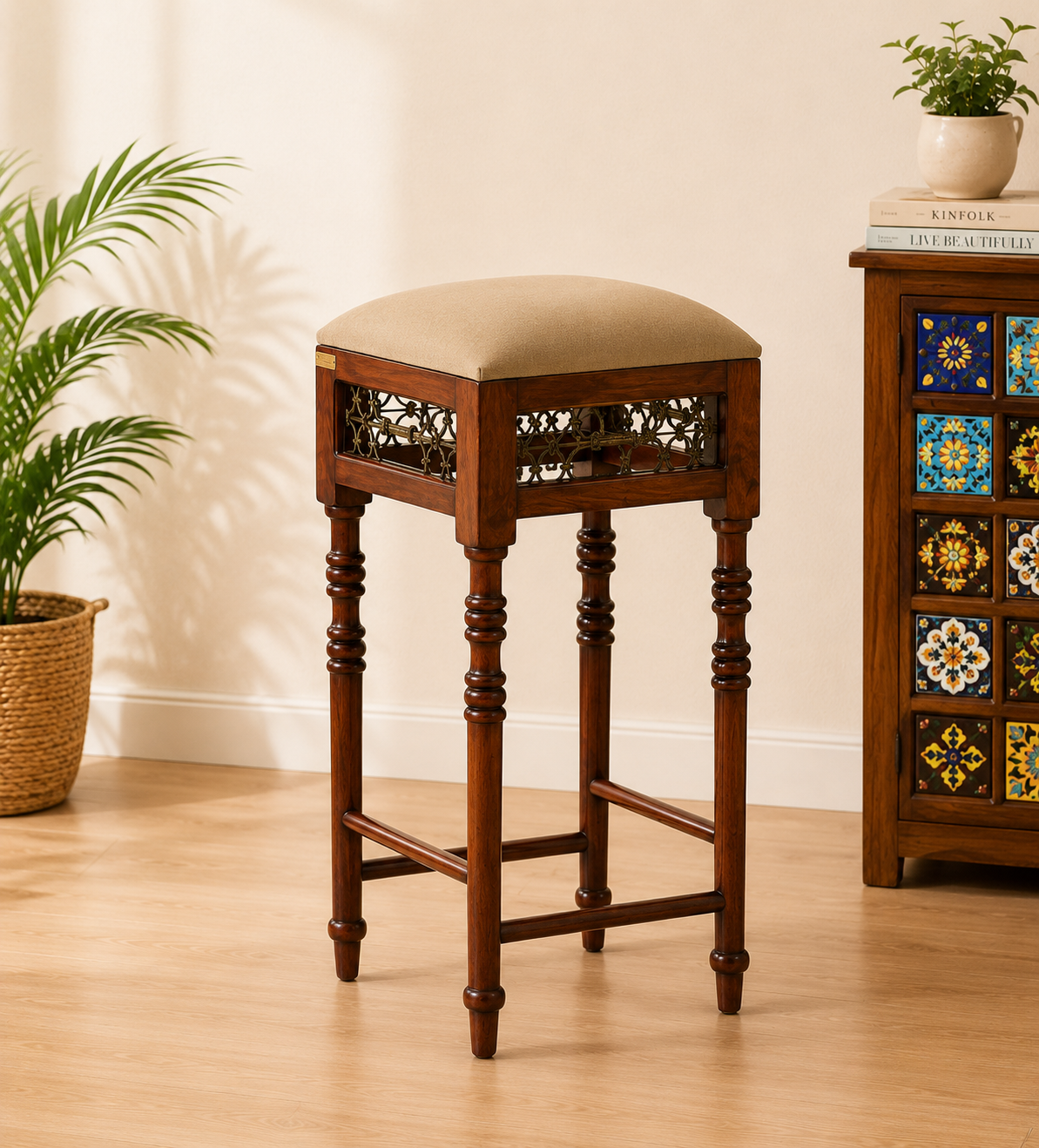 Alder-Sheesham-Wood-Counter-Height-Bar-Stool-in-Teak-Finish-classic-wod-1-1.png Alder Sheesham Wood Counter Height Bar Stool in Teak Finish - Image 1