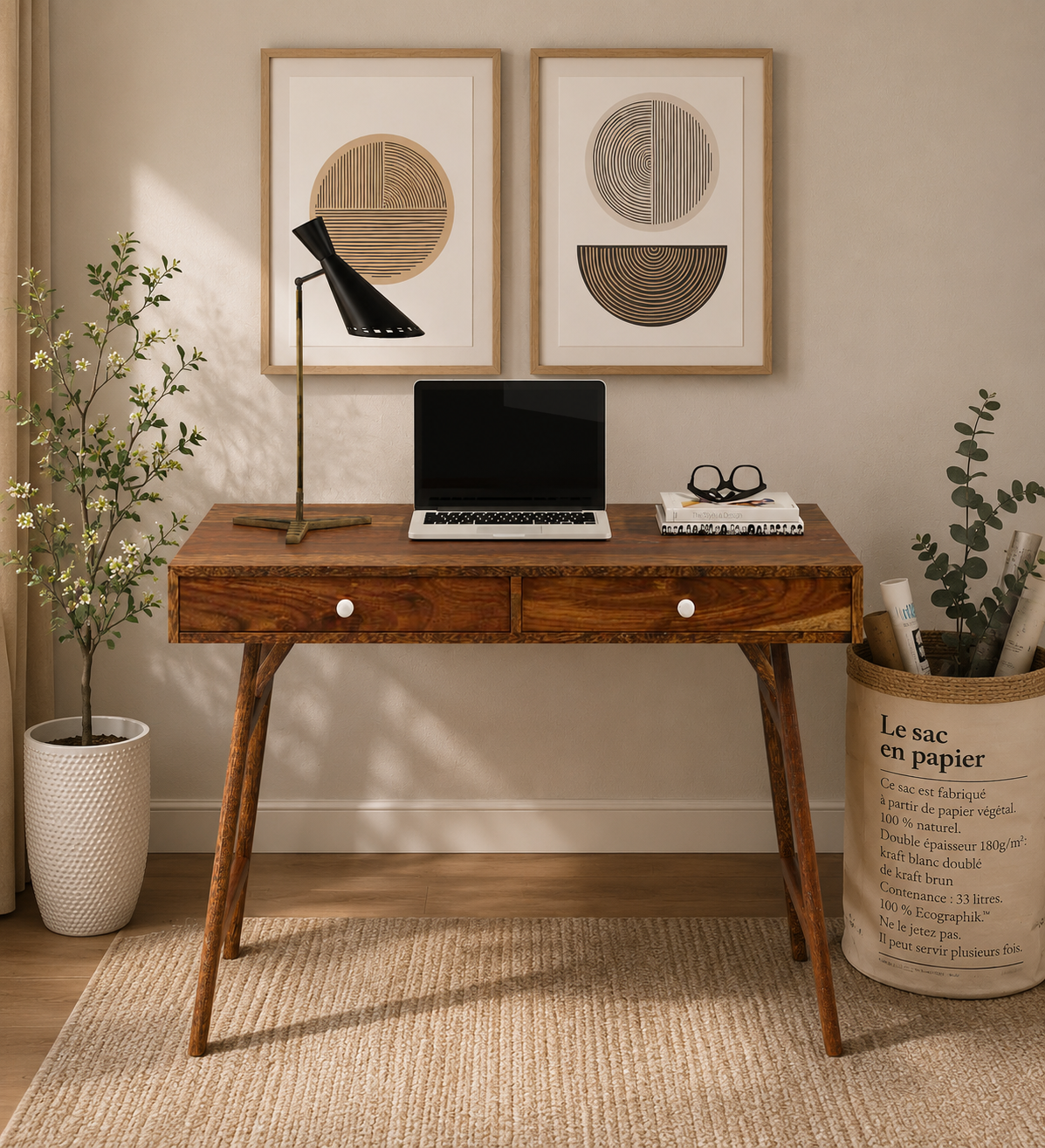 Sheesham-Wood-Writing-Table-In-Scratch-Resistant-Provincial-Teak-Finish-classicwood-1-2.png Sheesham Wood Writing Table In Scratch Resistant Provincial Teak Finish - Image 1